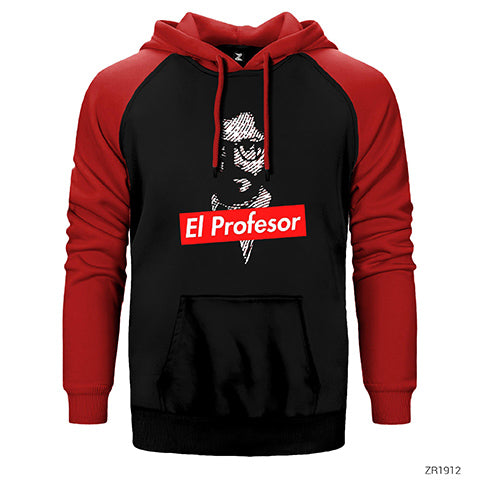 La Casa De Papel Professor Çift Renk Reglan Kol Sweatshirt / Hoodie