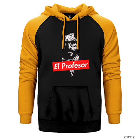 La Casa De Papel Professor Çift Renk Reglan Kol Sweatshirt / Hoodie