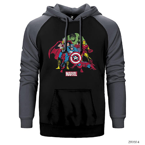 Marvel Comics Team Çift Renk Reglan Kol Sweatshirt / Hoodie