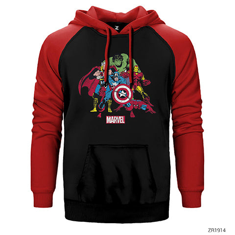 Marvel Comics Team Çift Renk Reglan Kol Sweatshirt / Hoodie