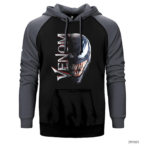 Venom Half Face Çift Renk Reglan Kol Sweatshirt / Hoodie