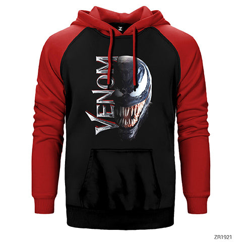 Venom Half Face Çift Renk Reglan Kol Sweatshirt / Hoodie