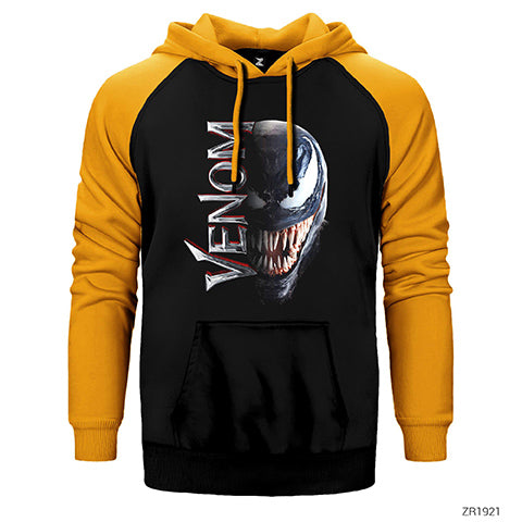 Venom Half Face Çift Renk Reglan Kol Sweatshirt / Hoodie