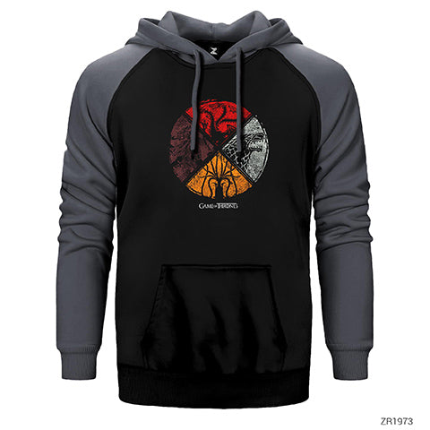 Game of Thrones Sigil Sheild Çift Renk Reglan Kol Sweatshirt / Hoodie
