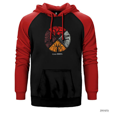 Game of Thrones Sigil Sheild Çift Renk Reglan Kol Sweatshirt / Hoodie