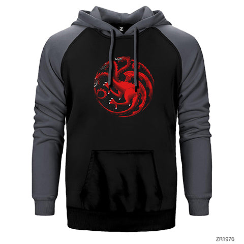 Game of Thrones Targaryen Sigil Çift Renk Reglan Kol Sweatshirt / Hoodie