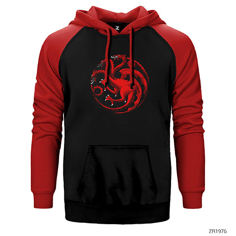 Game of Thrones Targaryen Sigil Çift Renk Reglan Kol Sweatshirt / Hoodie