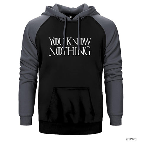 Game of Thrones You Know Nothing Çift Renk Reglan Kol Sweatshirt / Hoodie