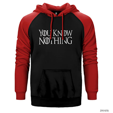 Game of Thrones You Know Nothing Çift Renk Reglan Kol Sweatshirt / Hoodie
