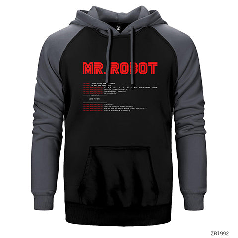 Mr Robot Console Çift Renk Reglan Kol Sweatshirt / Hoodie