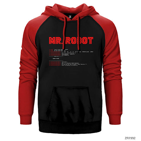 Mr Robot Console Çift Renk Reglan Kol Sweatshirt / Hoodie