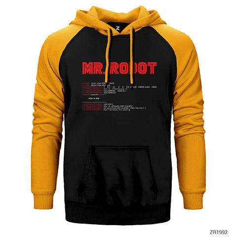 Mr Robot Console Çift Renk Reglan Kol Sweatshirt / Hoodie