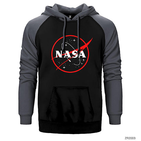 Nasa Red Logo Çift Renk Reglan Kol Sweatshirt / Hoodie