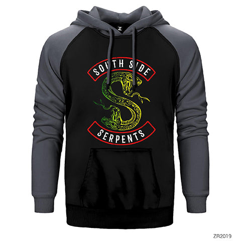 Riverdale South Side Serpents Çift Renk Reglan Kol Sweatshirt / Hoodie