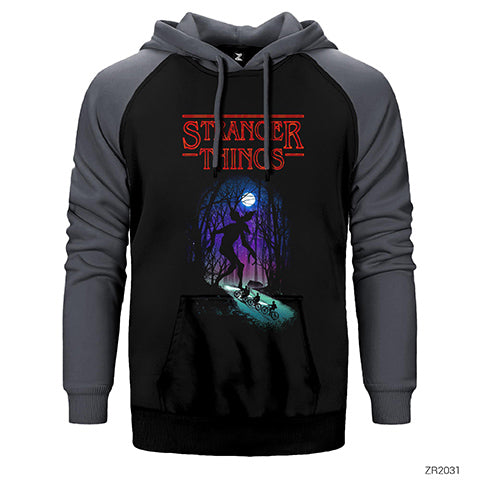 Stranger Things Demogorgan Çift Renk Reglan Kol Sweatshirt / Hoodie