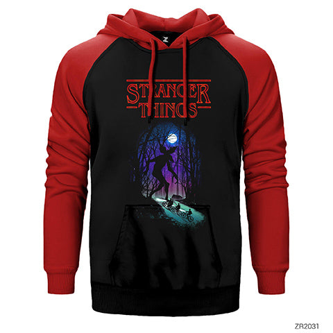 Stranger Things Demogorgan Çift Renk Reglan Kol Sweatshirt / Hoodie