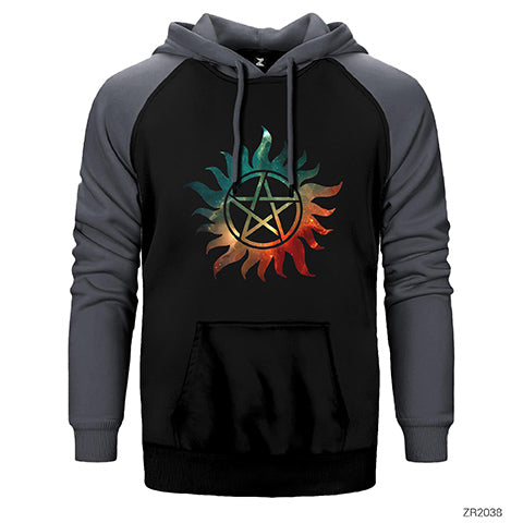 Supernatural Galaxy Logo Çift Renk Reglan Kol Sweatshirt / Hoodie