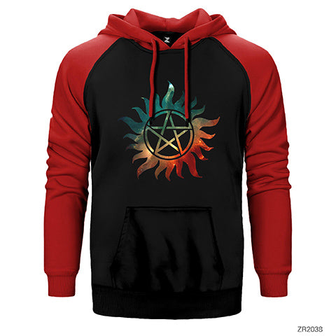 Supernatural Galaxy Logo Çift Renk Reglan Kol Sweatshirt / Hoodie