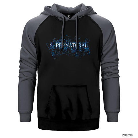 Supernatural Glass Shatter Çift Renk Reglan Kol Sweatshirt / Hoodie