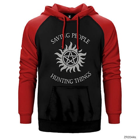 Supernatural Saving People Çift Renk Reglan Kol Sweatshirt / Hoodie