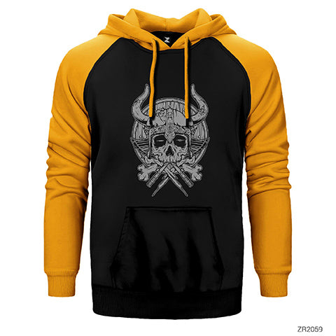 Vikings Rollo Thor Skull Çift Renk Reglan Kol Sweatshirt / Hoodie