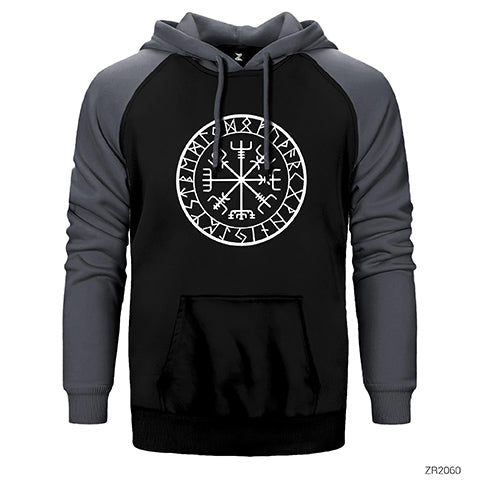 Vikings Vegvisir Çift Renk Reglan Kol Sweatshirt / Hoodie