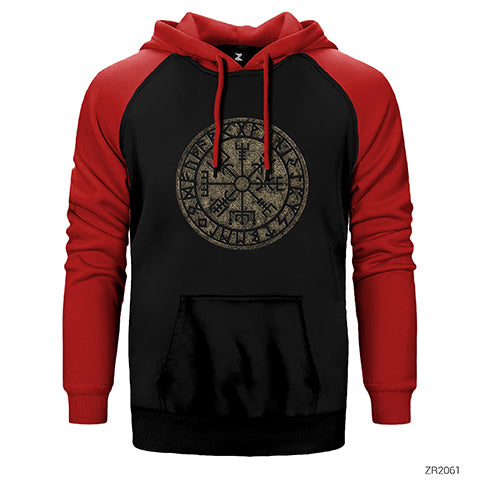 Vikings Vintage Vegvisir Çift Renk Reglan Kol Sweatshirt / Hoodie