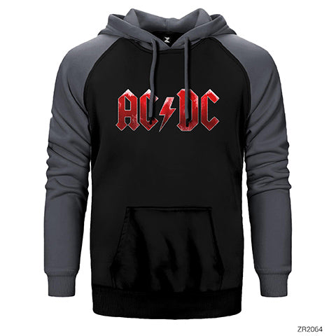 AC DC Distort Çift Renk Reglan Kol Sweatshirt / Hoodie