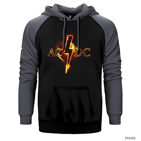 AC DC Fire Lighting Çift Renk Reglan Kol Sweatshirt / Hoodie