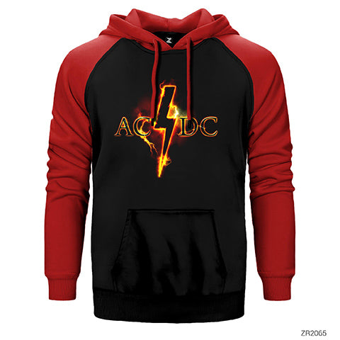 AC DC Fire Lighting Çift Renk Reglan Kol Sweatshirt / Hoodie
