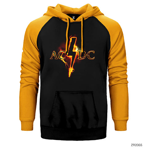 AC DC Fire Lighting Çift Renk Reglan Kol Sweatshirt / Hoodie