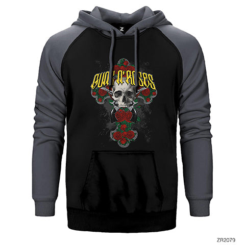 Guns N Roses Skull Çift Renk Reglan Kol Sweatshirt / Hoodie