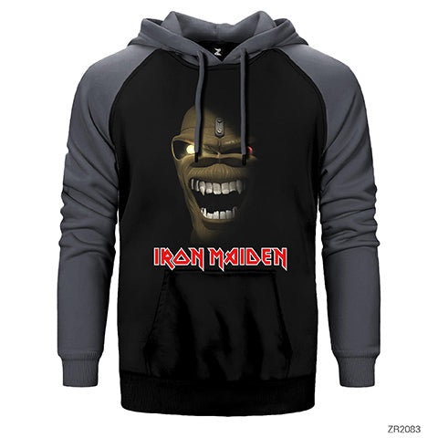 Iron Maiden Eddie Çift Renk Reglan Kol Sweatshirt / Hoodie