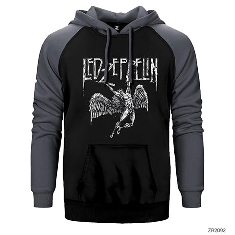 Led Zeppelin Failing Angel Çift Renk Reglan Kol Sweatshirt / Hoodie