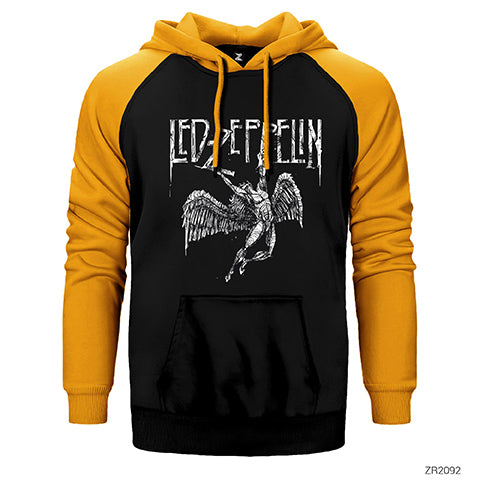 Led Zeppelin Failing Angel Çift Renk Reglan Kol Sweatshirt / Hoodie