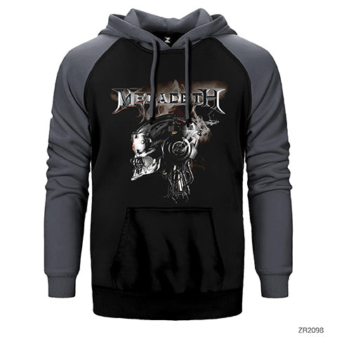 Megadeth Vic Rattlehead Çift Renk Reglan Kol Sweatshirt / Hoodie