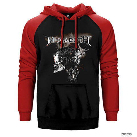 Megadeth Vic Rattlehead Çift Renk Reglan Kol Sweatshirt / Hoodie