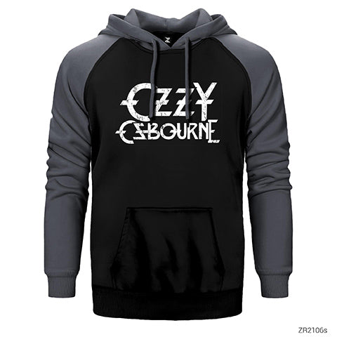 Ozzy Osbourne Logo Çift Renk Reglan Kol Sweatshirt / Hoodie
