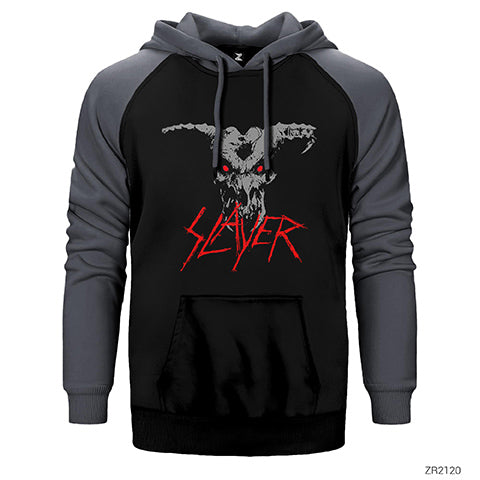 Slayer Demon Çift Renk Reglan Kol Sweatshirt / Hoodie