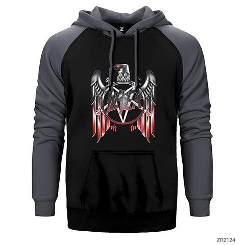 Slayer Metal Eagle Çift Renk Reglan Kol Sweatshirt / Hoodie