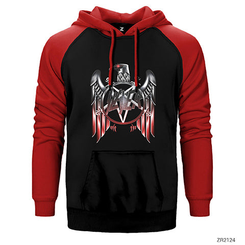 Slayer Metal Eagle Çift Renk Reglan Kol Sweatshirt / Hoodie