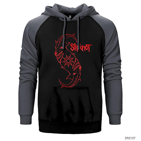 Slipknot Goat Logo Çift Renk Reglan Kol Sweatshirt / Hoodie
