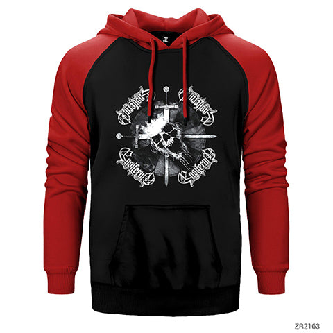 Ensiferum Skull Çift Renk Reglan Kol Sweatshirt / Hoodie