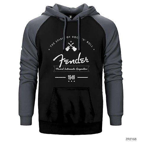 Fender Logo 4 Çift Renk Reglan Kol Sweatshirt / Hoodie