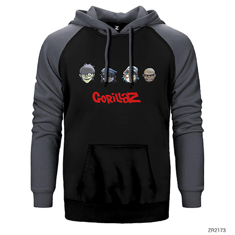 Gorillaz Cartoon 2 Çift Renk Reglan Kol Sweatshirt / Hoodie