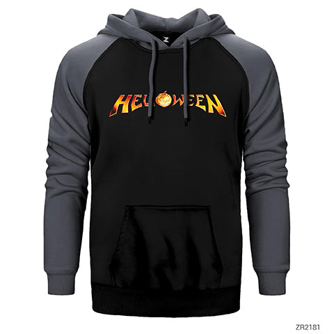 Helloween Logo Çift Renk Reglan Kol Sweatshirt / Hoodie