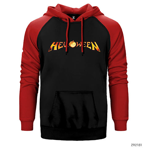 Helloween Logo Çift Renk Reglan Kol Sweatshirt / Hoodie