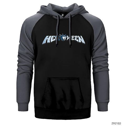 Helloween Logo Crazy Pumpkin Çift Renk Reglan Kol Sweatshirt / Hoodie