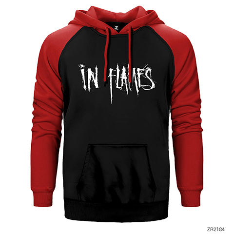 In Flames Logo Çift Renk Reglan Kol Sweatshirt / Hoodie