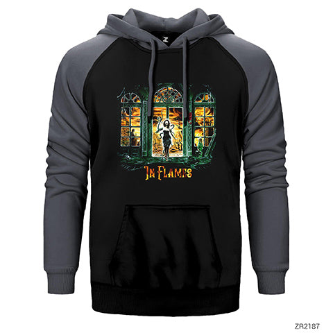 In Flames Witch Woman Çift Renk Reglan Kol Sweatshirt / Hoodie